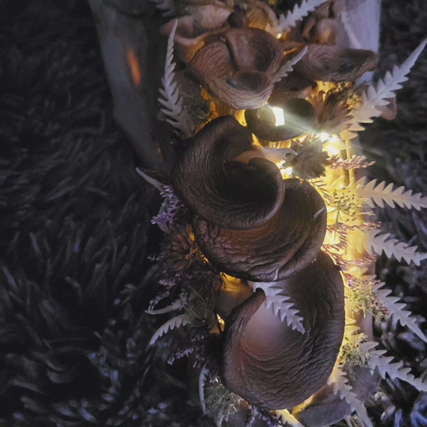 Glowing cow skull w mushrooms
