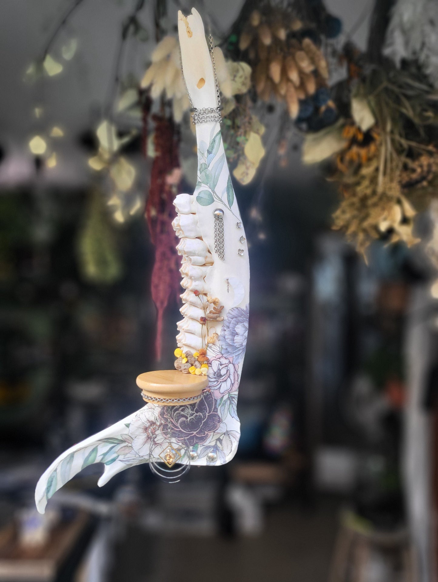 Moose Jaw Wall hanging mini alter with sun catcher and colorado mushrooms & flora