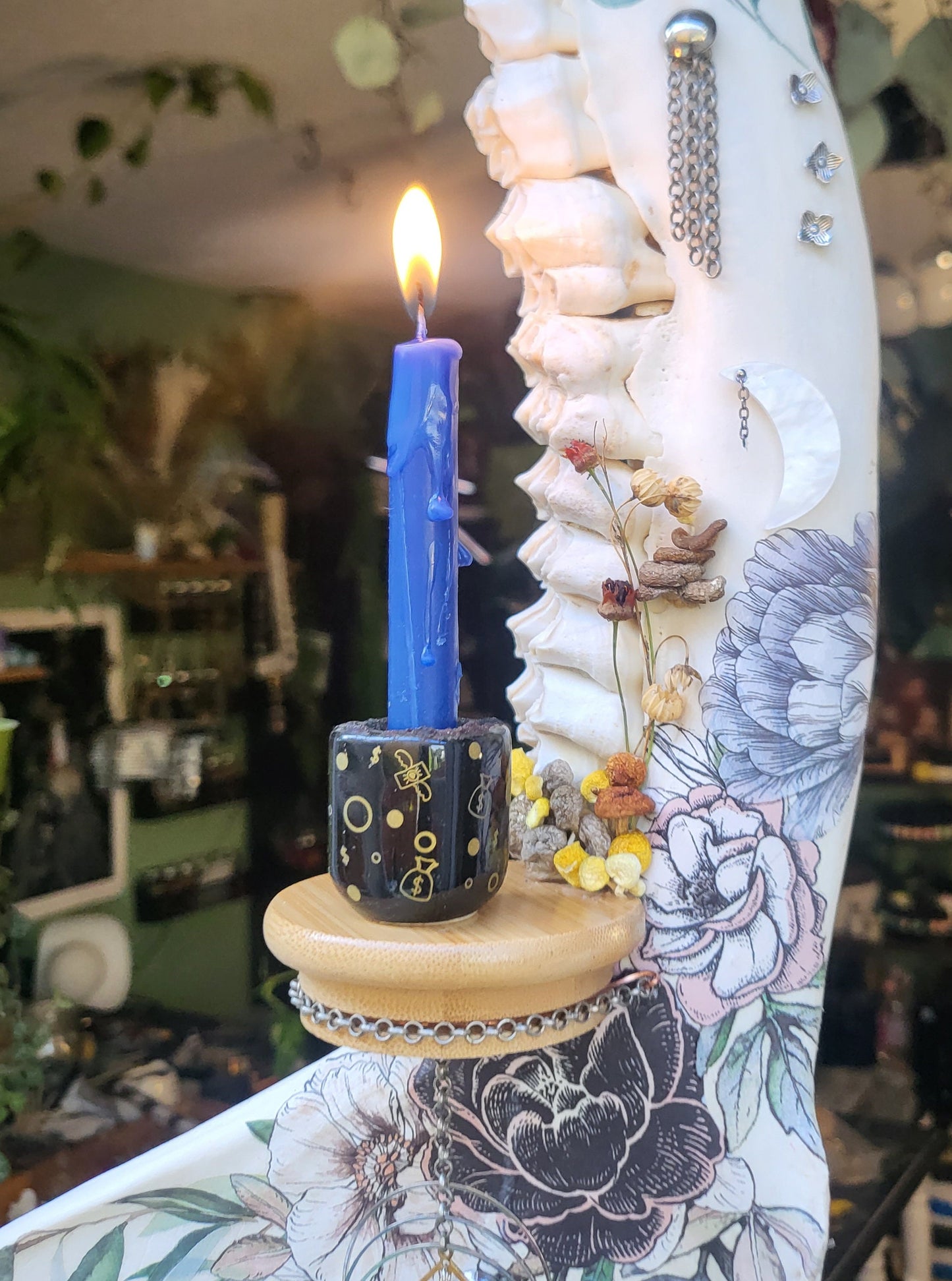 Moose Jaw Wall hanging mini alter with sun catcher and colorado mushrooms & flora